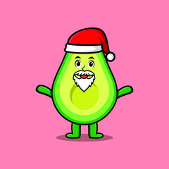 Cute Cartoon mascot character Avocado santa claus character christmas in modern design style 