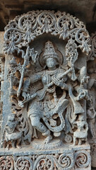 Sculpture of Indian Goddess On the Lakshminarsimha Temple, Javagal, Hassan, Karnataka, India