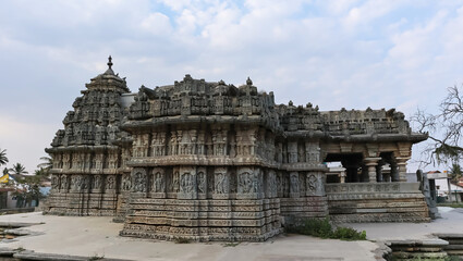 Fototapeta premium Side exterior of Lakshminarsimha Temple, Javagal, Hassan, Karnataka, India