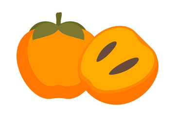 persimmon, vector illustration fruits