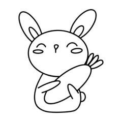 bunny carry carrot hand drawing