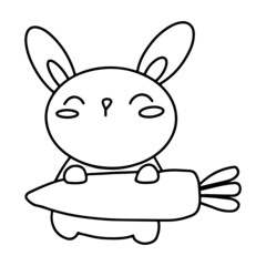 rabbit eat carrot hand drawing