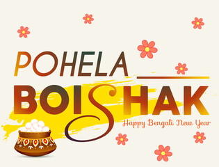 Illustration of bengali new year with Bengali text Subho Nababarsha meaning Heartiest Wishing for Happy New Year