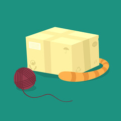Vector Illustration Cat In Box