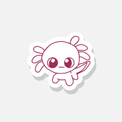 Cute axolotl sticker icon isolated on white  background