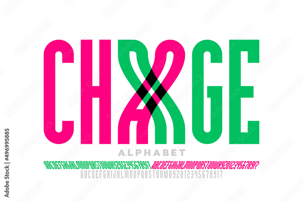 Fototapete modern condensed style font design with some alternate letters and numbers, vector illustration