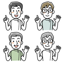 指差す男性医療従事者