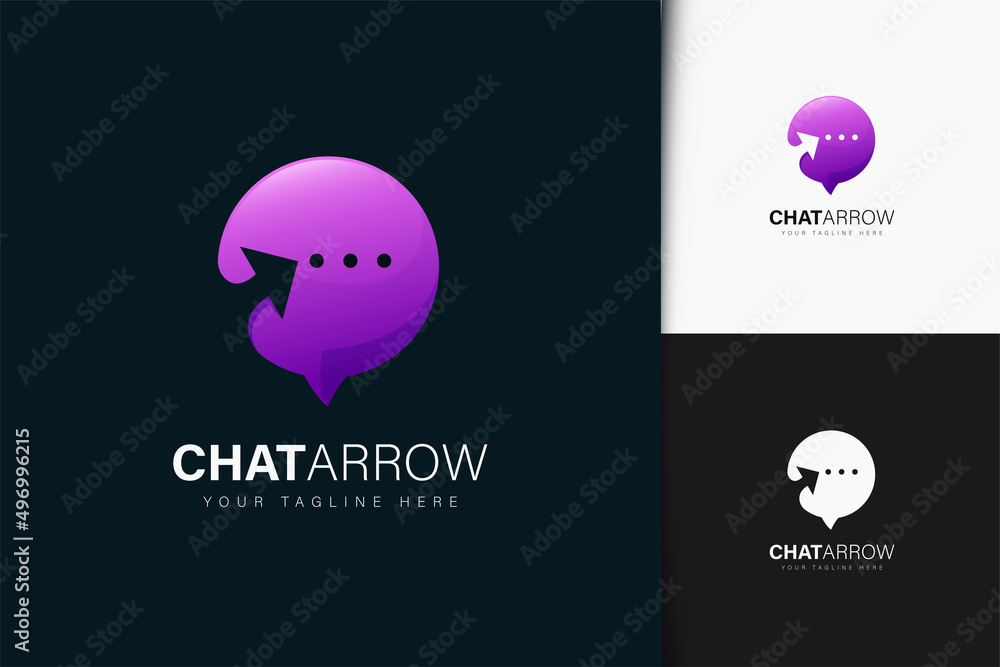 Poster chat arrow logo design with gradient