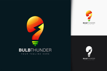 Bulb thunder logo design with gradient