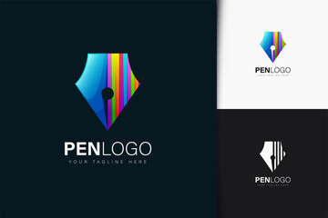 Colorful pen logo design with gradient