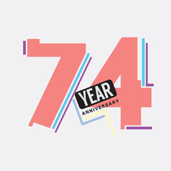 74th Years Anniversary Logo Birthday Celebration Abstract Design Vector Illustration.