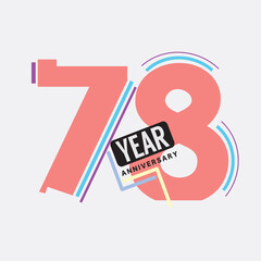 78th Years Anniversary Logo Birthday Celebration Abstract Design Vector Illustration.