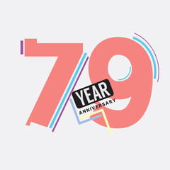 79th Years Anniversary Logo Birthday Celebration Abstract Design Vector Illustration.