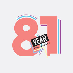 81th Years Anniversary Logo Birthday Celebration Abstract Design Vector Illustration.