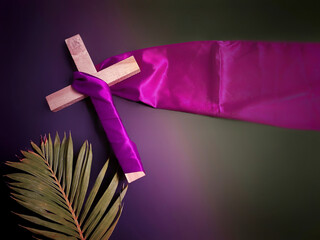 Lent Season,Holy Week and Good Friday concepts - religious cross in vintage background. Stock...