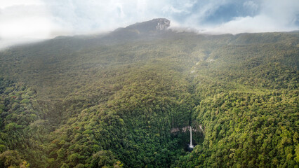 Chindama waterfall and Turrialba volcano.