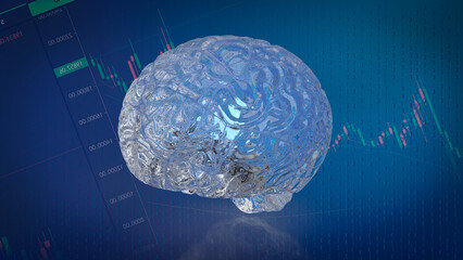 The crystal  brain on business background 3d rendering