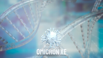 The virus omicron xe for outbreaks or medical concept 3d rendering