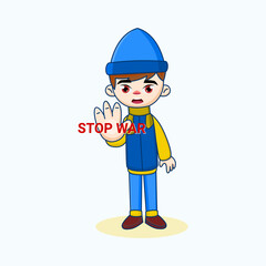Ukraine children reject war, protest against war, stop the ukraine war, vector illustration