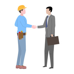 Fototapeta premium Construction Engineering Industrial Workers Project Manager.Flat design vector characters.Illustration.