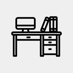 Desk icon in line style, use for website mobile app presentation