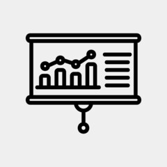 Presentation icon in line style, use for website mobile app presentation