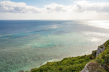 沖縄　果報バンタから海の見晴し