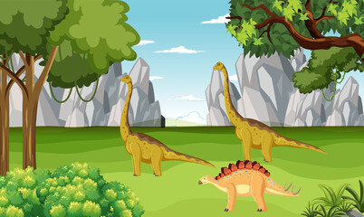 Dinosaur in prehistoric forest scene © blueringmedia