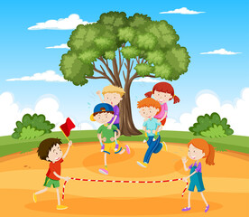 Obraz na płótnie Canvas Kids doing physical activity