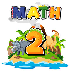 Two dinosaurs with number two cartoon