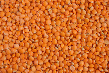 Minimalistic textured background of red lentils