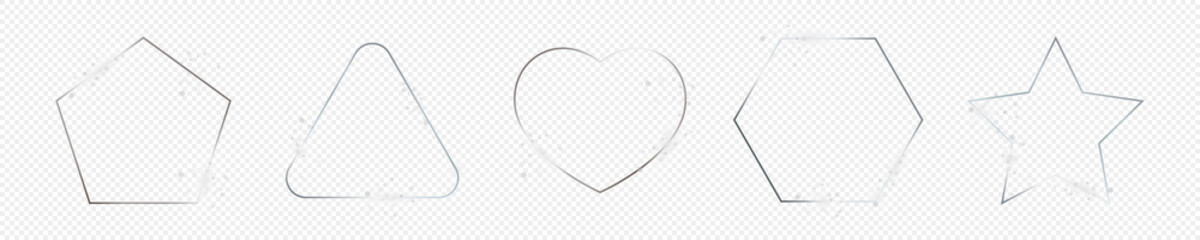 Silver glowing different geometric shape frame