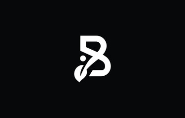 B Vine Leaf Modern and unique initials logo design