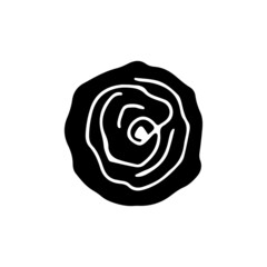 Black rose in doodle style for different types of decoration, postcards, stickers. 