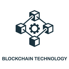 Blockchain Technology icon. Monochrome simple Blockchain Technology icon for templates, web design and infographics