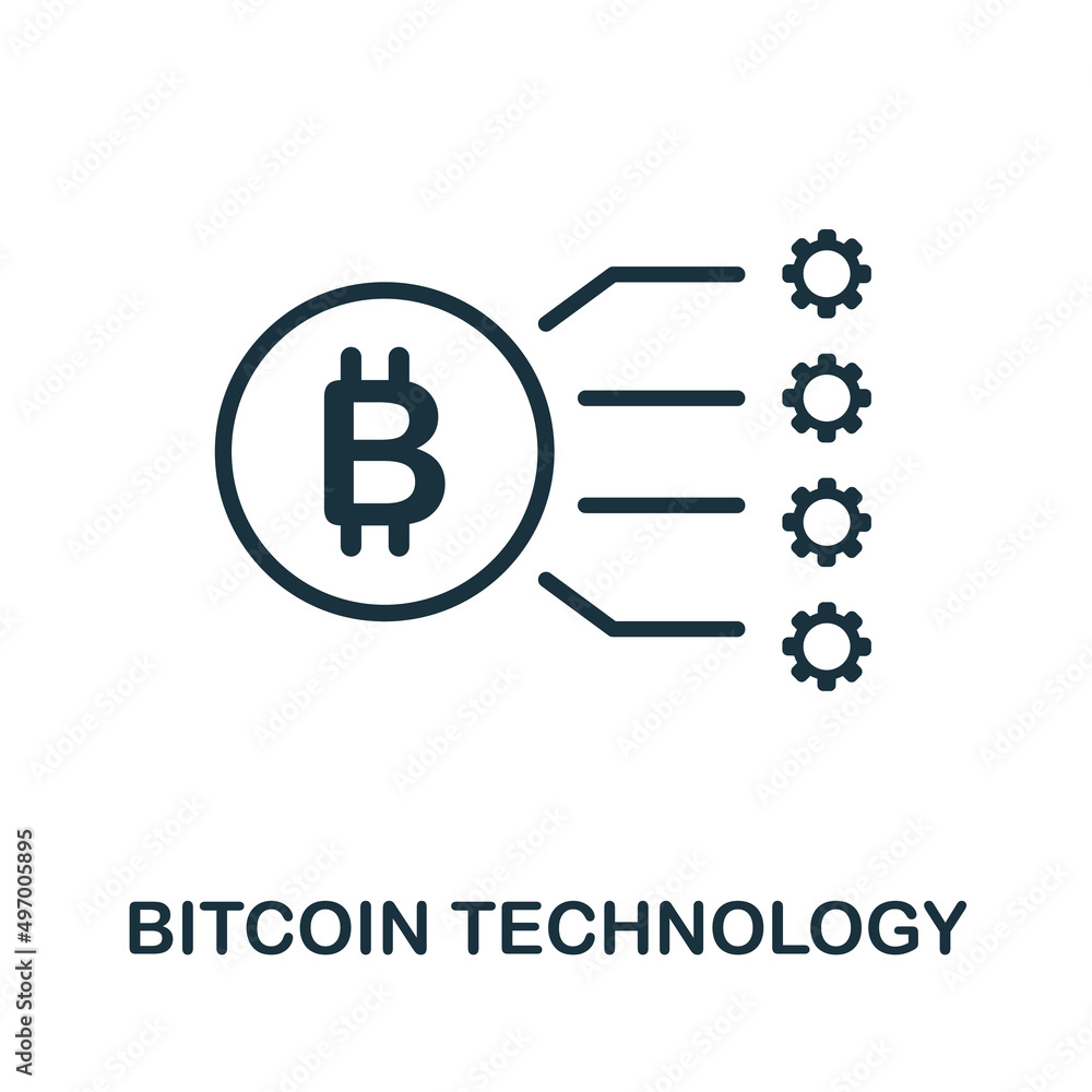 Aufkleber bitcoin technology icon. monochrome simple bitcoin technology icon for templates, web design and inf