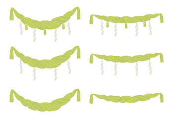 注連縄(しめなわ） 神を祭る神聖な場所に張る縄のこと。 日本では正月飾りとして暮らしに根付いている。
つづみどうじめ  ベクターイラスト バリエーションセット