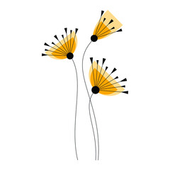 Abstract geometric flowers bundle vector simple illustration isolated on white. Floral linear design element for print, background, banner or card.