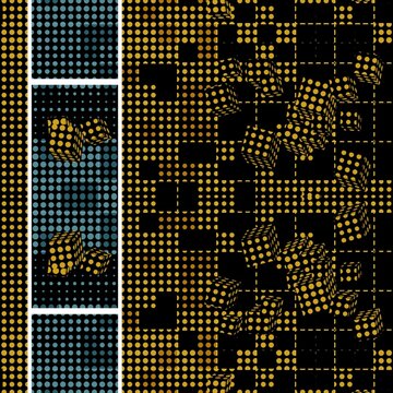 abstract turquoise and white trim pattern for gold and black minute squared tiles mosaic dice square format design