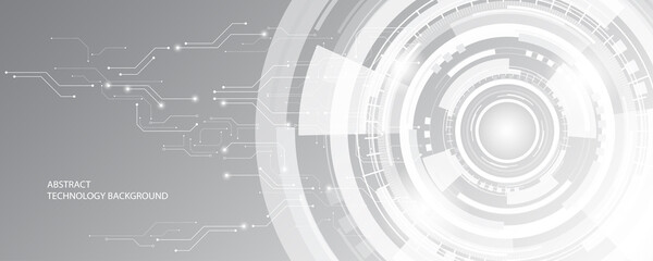 Obraz premium Grey white Abstract technology background,Hi tech digital connect, communication, high technology concept, science, technology background