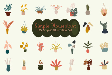Simple House Plant Graphic Illustration Set