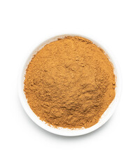 Cinnamon powder isolated on white background. Cinnamon spice.