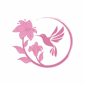 recommend clip art: Hummingbird bird flower tropical logo illustration