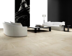 Modern interior design of room with elegant tiles, seamless, luxurious interior background.