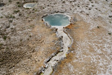 Close up of colorful bacteria layers in Yellowstone National Park, Wyoming,USA.