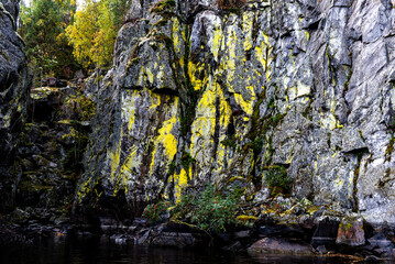 Ladoga Skerries National Park. Beautiful autumn view of Lake Ladoga in the Republic of Karelia.