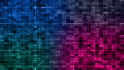 Abstract glitch art grid background image.