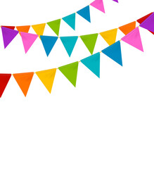 Realistic Detailed 3d Color Party Flags. Vector
