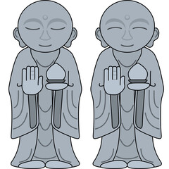 お地蔵様のイラスト（アウトラインあり）