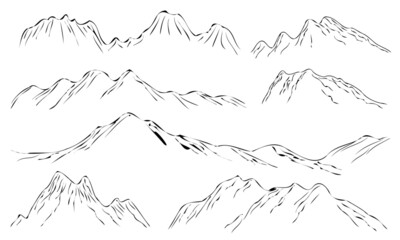 vintage mountains icon logo, vector illustration of landscape